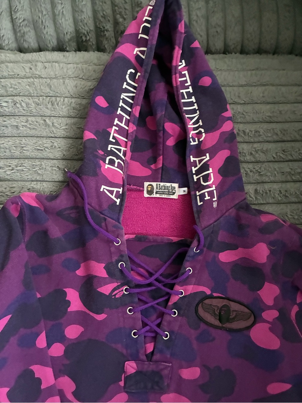 A Bathing Ape Purple Camo Lace-Up Men's Hoodie